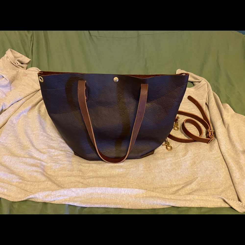 Kmm&co brown kodiac full grain leather tote